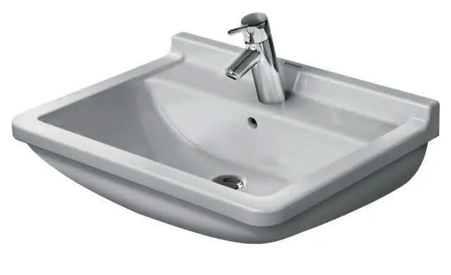 Duravit Waschtisch Starck 3 600 mm mit ÜL, mit HLB, 1 HL, weiß