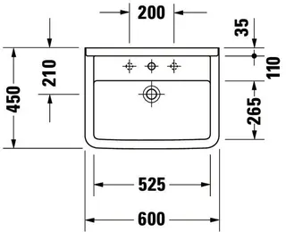 Duravit Waschtisch Starck 3 600 mm mit ÜL, mit HLB, 1 HL, weiß – Bild 3
