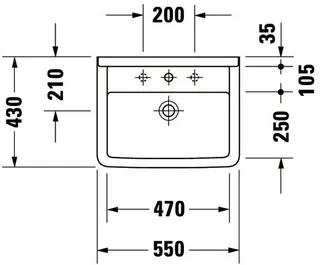 Duravit Waschtisch Starck 3 550 mm mit ÜL, mit HLB, 1 HL, weiß WonderGliss – Bild 2