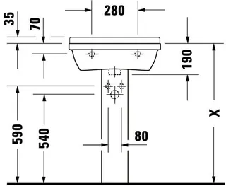 Duravit Waschtisch Starck 3 550 mm mit ÜL, mit HLB, 1 HL, weiß WonderGliss – Bild 3