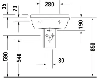 Duravit Waschtisch Starck 3 550 mm mit ÜL, mit HLB, 1 HL, weiß WonderGliss – Bild 4