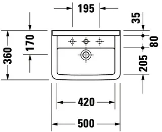 Duravit Waschtisch Starck 3 500 mm mit ÜL, mit HLB, 1 HL, weiß – Bild 3