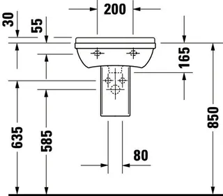 Duravit Handwaschbecken Starck 3 450 mm mit ÜL, mit HLB, 1 HL, weiß – Bild 4