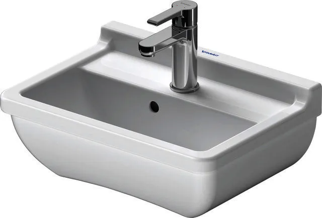 Duravit Handwaschbecken Starck 3 450 mm mit ÜL, mit HLB, 1 HL, weiß WonderGliss