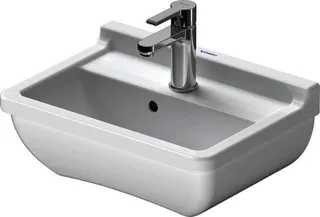 DU Handwaschbecken Starck 3 450 mm mit ÜL, mit HLB, 1 HL, weiß WonderGliss