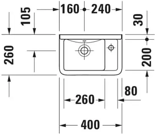 Duravit Handwaschbecken Starck 3 400 mm mit ÜL, mit HLB, HL rechts, weiß – Bild 2