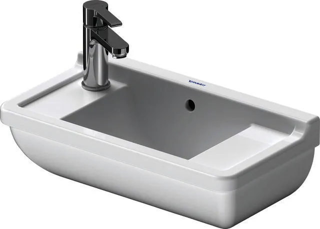 Duravit Handwaschbecken Starck 3 500 mm m.ÜL, m.HLB, HL-Vst. li./re., weiß WG