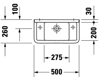 Duravit Handwaschbecken Starck 3 500 mm m.ÜL, m.HLB, HL-Vst. li./re., weiß WG – Bild 3