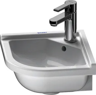 DU Eck-Handwaschbecken Starck 3 430 mm mit ÜL, mit HLB, 1 HL, weiß WonderGliss
