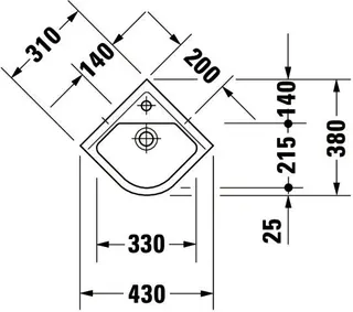 Duravit Eck-Handwaschbecken Starck 3 430 mm mit ÜL, mit HLB, 1 HL, weiß WonderGliss – Bild 3