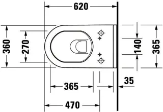 Duravit Wand-WC Starck 3 620 mm, Tiefspüler Durafix, f.SW m.verd.Anschl., weiß WG – Bild 4