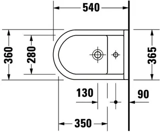 Duravit Wand-Bidet Starck 3 540 mm mit ÜL, mit HLB, 1 HL, weiß – Bild 5