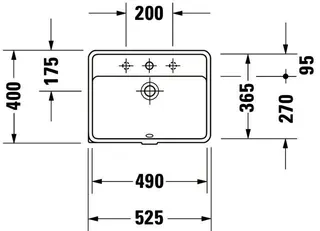 Duravit Einbauwaschtisch Starck 3 490 mm EB v.unten, m.ÜL, m.HLB, 1 HL, weiß WG – Bild 3