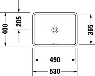Duravit Einbauwaschtisch Starck 3 490 mm EB v.unten, mit ÜL, ohne HLB, weiß – Bild 2