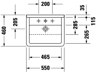 Duravit Halbeinbauwaschtisch Starck 3 550 mm mit ÜL, mit HLB, 1 HL, weiß – Bild 2