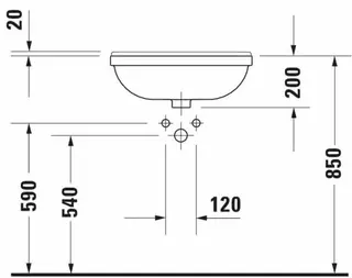 Duravit Halbeinbauwaschtisch Starck 3 550 mm mit ÜL, mit HLB, 1 HL, weiß – Bild 3