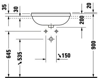 Duravit Halbeinbauwaschtisch Starck 3 550 mm mit ÜL, mit HLB, 1 HL, weiß – Bild 4