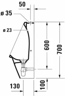 Duravit Urinal Starck 3, Zulauf von oben rimless, ohne Fliege, weiß – Bild 3