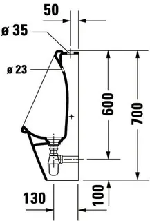 Duravit Urinal Starck 3, Zulauf von oben rimless, ohne Fliege, weiß WG – Bild 3
