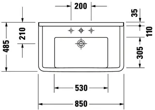 Duravit Möbelwaschtisch Starck 3 850 mm mit ÜL, mit HLB, 1 HL, weiß – Bild 3