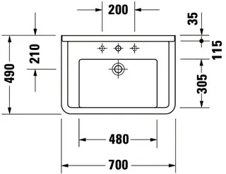 Duravit Möbelwaschtisch Starck 3 700 mm mit ÜL, mit HLB, 1 HL, weiß – Bild 3