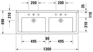 Duravit Möbel-Doppelwaschtisch Starck 3 1300 mm, m.ÜL, m.HLB, 1 HL, weiß – Bild 5