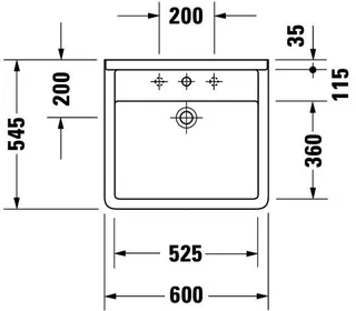 Duravit Waschtisch Starck 3 Vital 600 mm mit ÜL, mit HLB, 1 HL, weiß – Bild 3