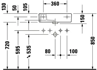 Duravit Handwaschbecken Vero 500 mm mit ÜL, mit HLB, HL-Vst., weiß – Bild 4