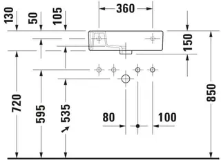 Duravit Handwaschbecken Vero 500 mm mit ÜL, mit HLB, HL-Vst., weiß WG – Bild 4