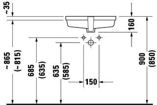 Duravit Einbauwaschtisch Vero 485 mm EB v.unten, m.ÜL, o.HLB, weiß – Bild 4