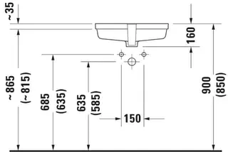 Duravit Einbauwaschtisch Vero 485 mm EB v.unten, m.ÜL, o.HLB, weiß WG – Bild 4