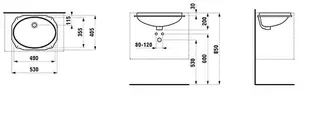 Laufen Einbau-Waschtisch von un. BIROVA 405x530x200 ohne Hahnloch mit Überlauf weiß – Bild 2