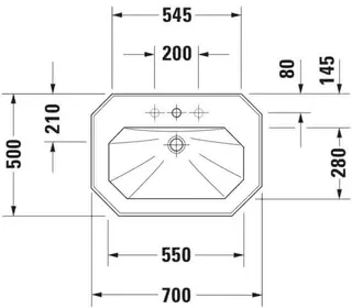 Duravit Waschtisch 1930 700 mm mit ÜL, mit HLB, 1 HL, weiß – Bild 3