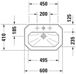 Duravit Waschtisch 1930 600 mm mit ÜL, mit HLB, 1 HL, weiß – Bild 2