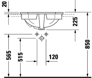 Duravit Einbauwaschtisch 1930 580 mm EB v.oben, m.ÜL, m.HLB, 1 HL, weiß – Bild 3