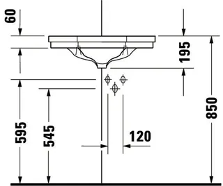 Duravit Eck-Handwaschbecken 1930 595 mm mit ÜL, mit HLB, 1 HL, weiß – Bild 4