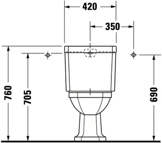 Duravit Stand-WC Kombi 1930 665 mm Tiefspüler, f.SPK, Abg.senkr., weiß – Bild 3