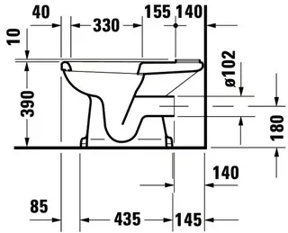 Duravit Stand-WC Kombi 1930 665 mm Tiefspüler, f.SPK, Abg.waagr., weiß – Bild 2