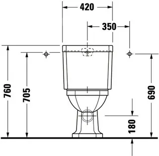 Duravit Stand-WC Kombi 1930 665 mm Tiefspüler, f.SPK, Abg.waagr., weiß – Bild 3