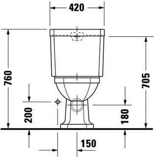 Duravit Stand-WC Kombi 1930 665 mm Tiefspüler, f.SPK, Abg.waagr., weiß – Bild 4