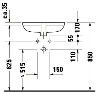 Duravit Einbauwaschtisch Happy D.2 480 mm EB v.unten, mit ÜL, ohne HLB, weiß – Bild 4