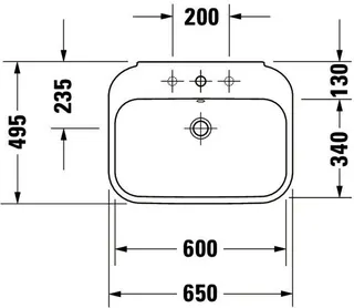 Duravit Waschtisch Happy D.2 650 mm mit ÜL, mit HLB, 1 HL, weiß – Bild 5