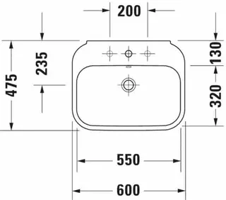 Duravit Waschtisch Happy D.2 600 mm mit ÜL, mit HLB, 1 HL, weiß – Bild 4