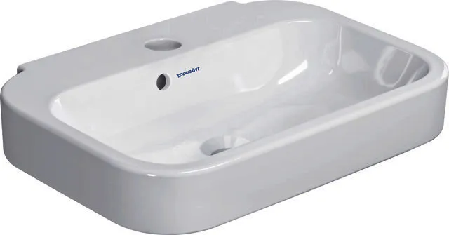 Duravit Handwaschbecken Happy D.2 500 mm mit ÜL, mit HLB, 1 HL, weiß
