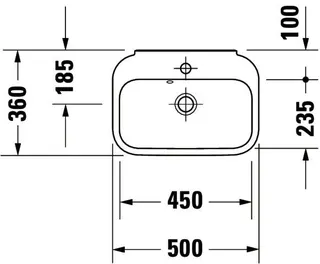 Duravit Handwaschbecken Happy D.2 500 mm mit ÜL, mit HLB, 1 HL, weiß – Bild 5