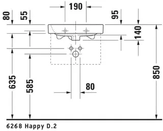 Duravit Möbel-Handwaschbecken Happy D.2 500mm mit ÜL, mit HLB, 1 HL, weiß – Bild 5