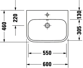 Duravit Aufsatzbecken Happy D.2 600 mm m.ÜL, m.HLB, 1 HL, geschl., weiß – Bild 3