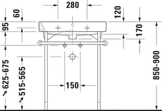 Duravit Metallkonsole Happy D.2 für 231865, höhenverstellbar, Chrom – Bild 3