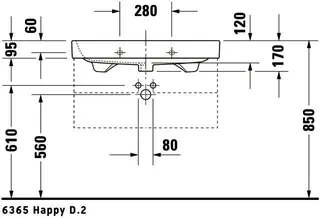 Duravit Möbelwaschtisch Happy D.2 800 mm m.ÜL, m.HLB, 1 HL, geschl., weiß – Bild 5