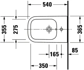 Duravit Wand-Bidet Happy D.2 540 mm m.ÜL, m.HLB, 1 HL, Durafix, weiß – Bild 4
